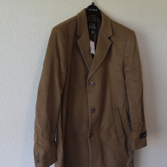 Tan Wool Overcoat - Men's - Jos. A Bank Size 40R - Picture 2 of 5